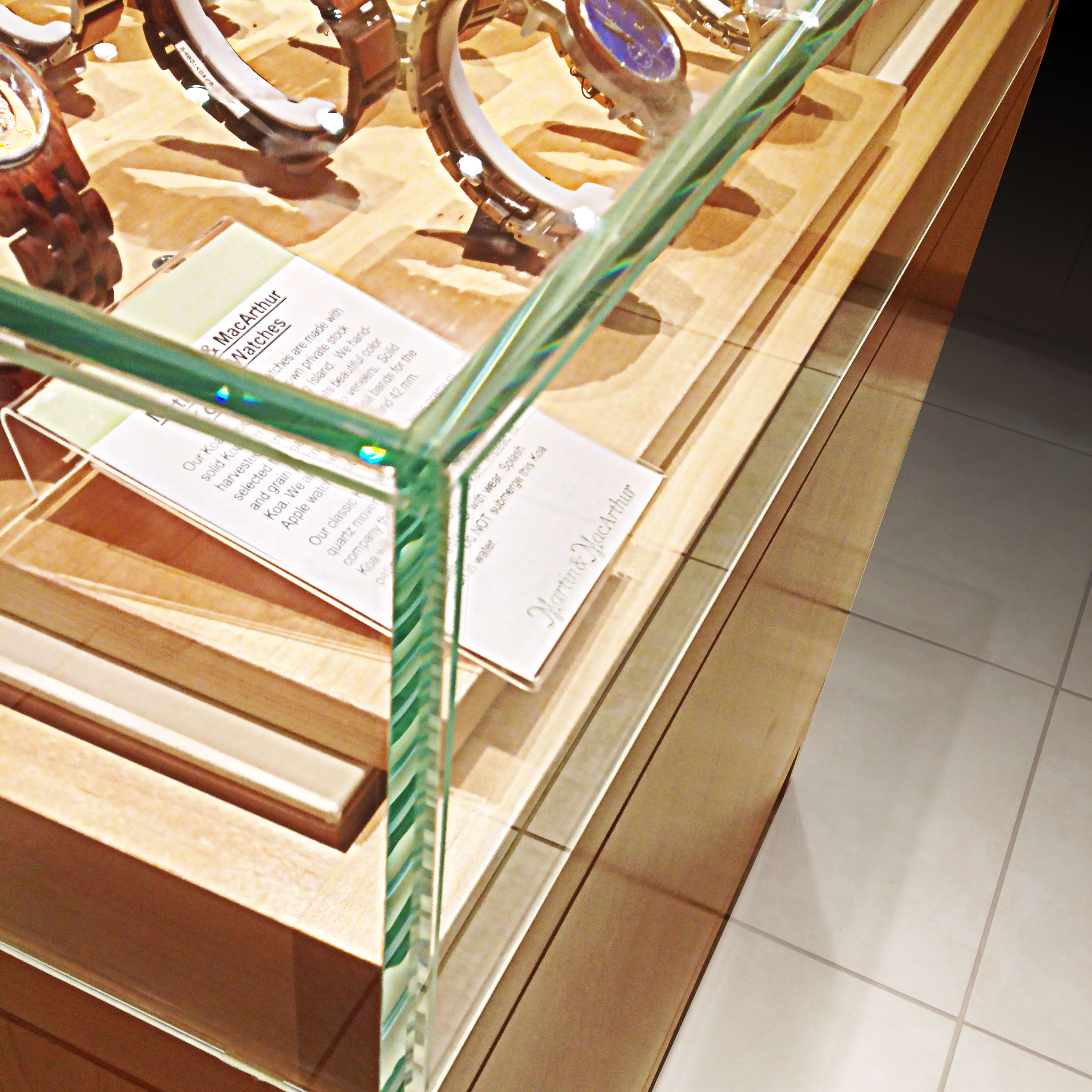 Glass Display Cases Blue Water Glass